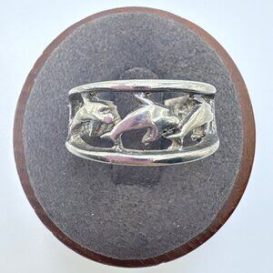 Openwork Dolphin Design Tapered Band VTG Sterling Silver 925 Ring Size 7.25